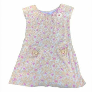 Gymboree Orange Pink Floral Pocket Front Flowy Dress Girls Size 5